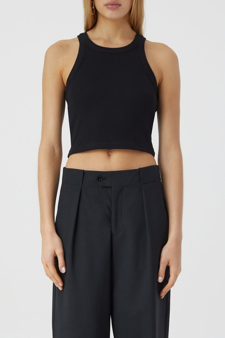 Cropped Tank Top - Negro - Mujer