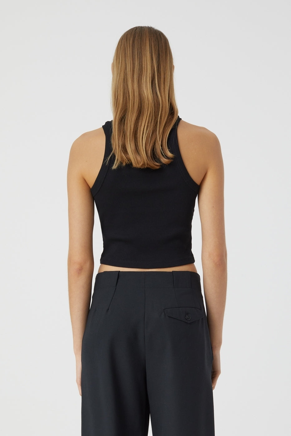 Cropped Tank Top - Negro - Mujer