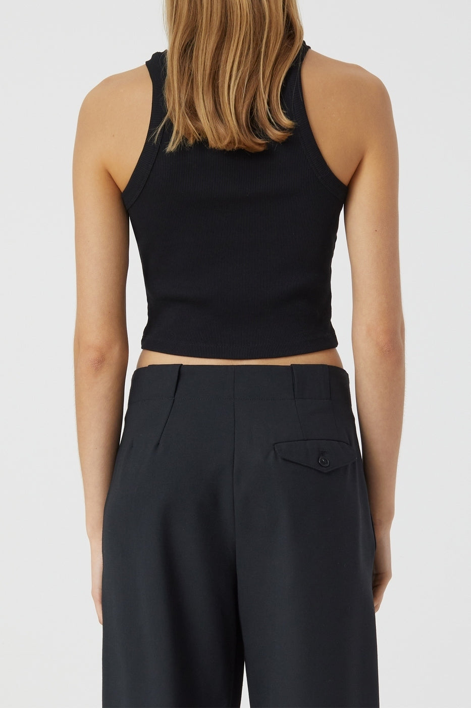Cropped Tank Top - Negro - Mujer