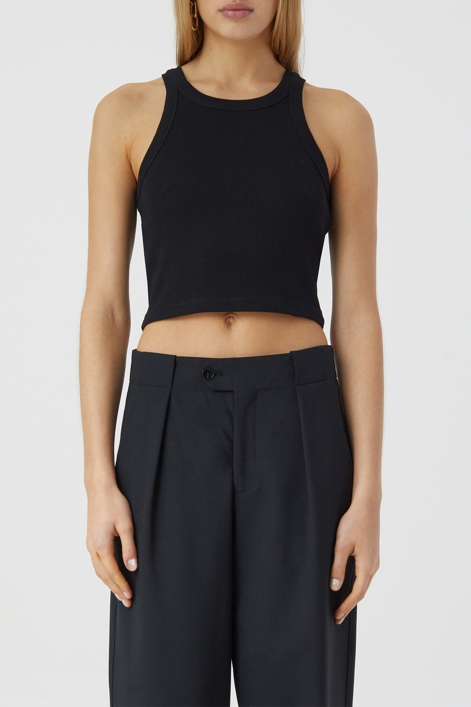 Cropped Tank Top - Negro - Mujer