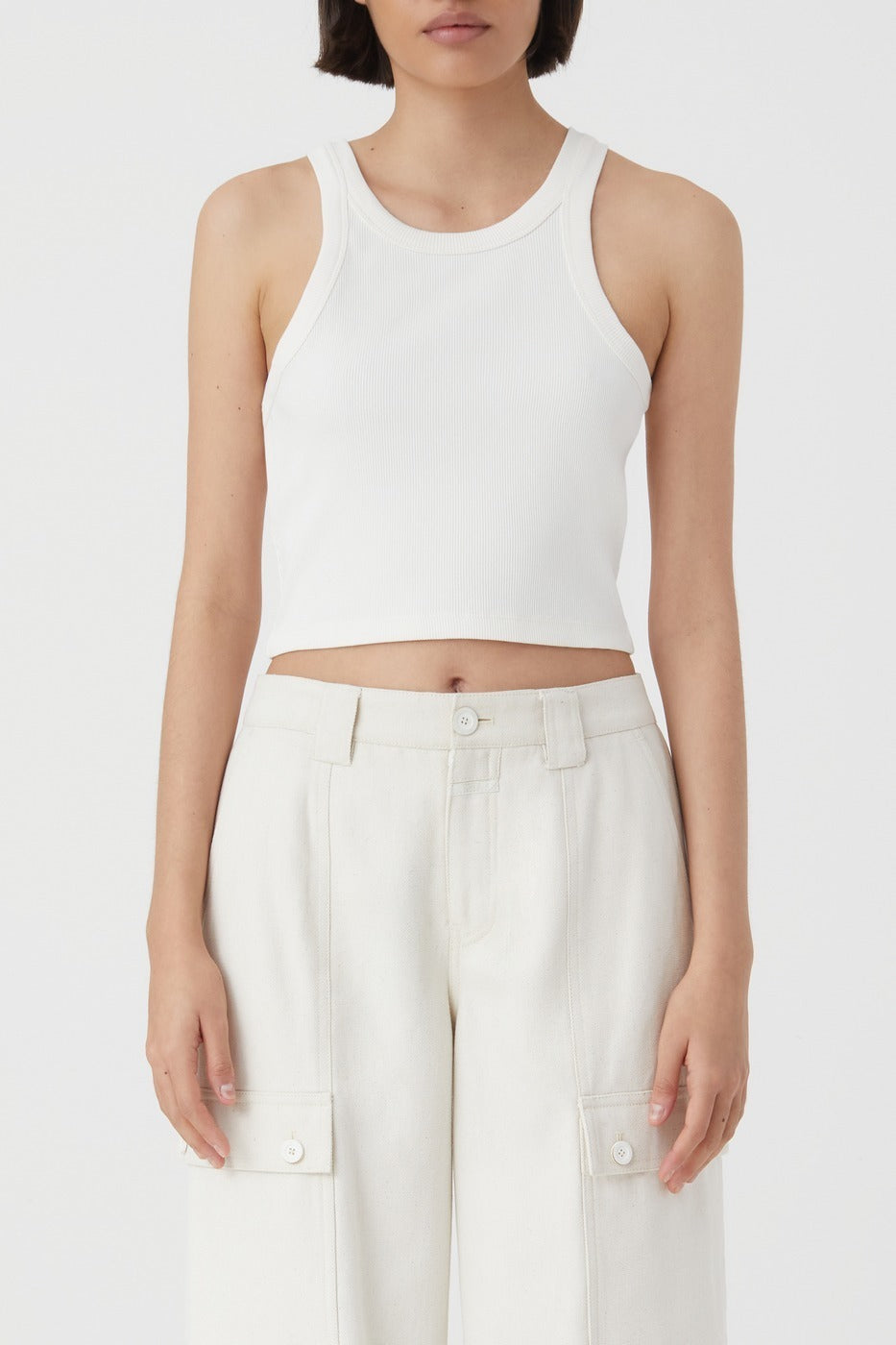 T-Shirts Cropped Tank Top - Charcoal - Femme