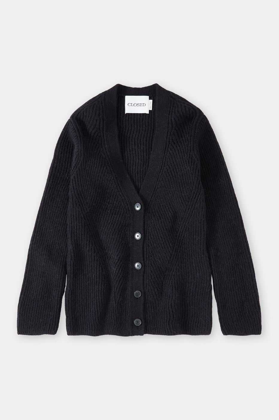 V Cardigan Long Sleeve - Black - Femme