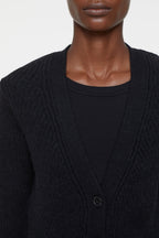 V Cardigan Long Sleeve - Black - Femme