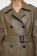 Leather Trench - Old Pine - Femme