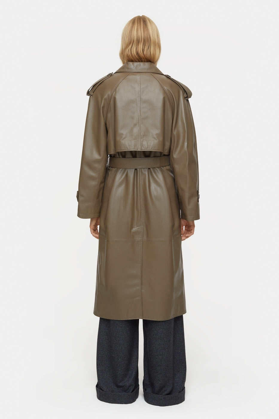 Leather Trench - Old Pine - Femme