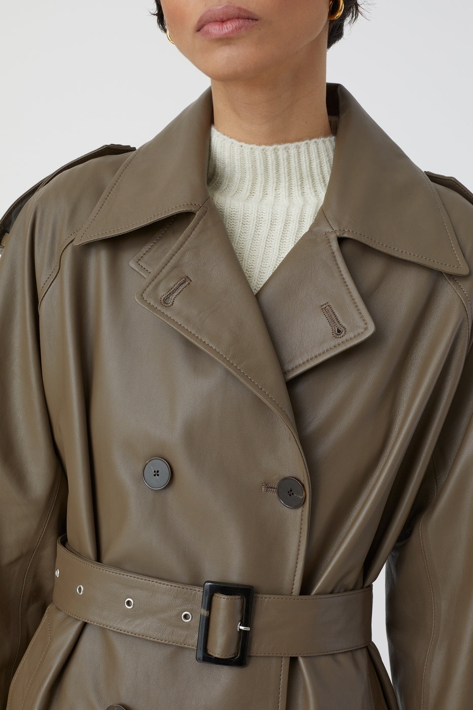 Leather Trench - Old Pine - Femme