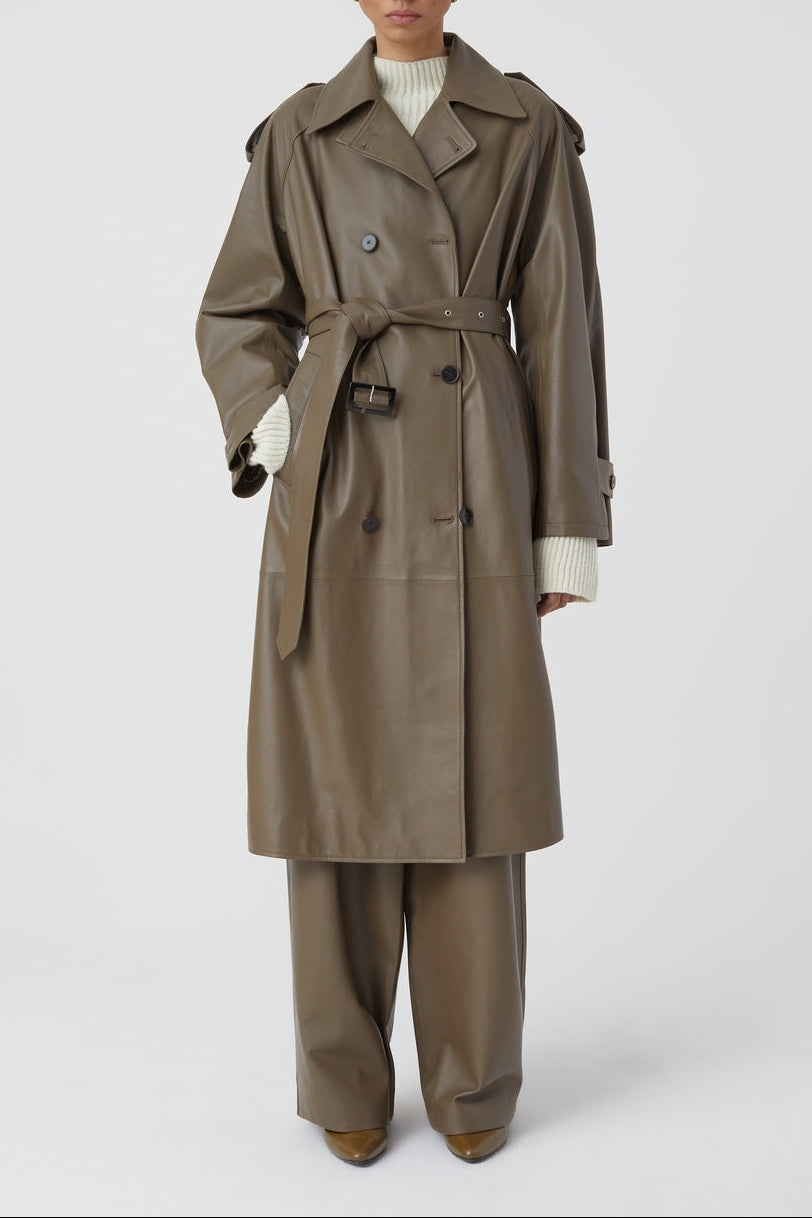 Leather Trench - Old Pine - Femme