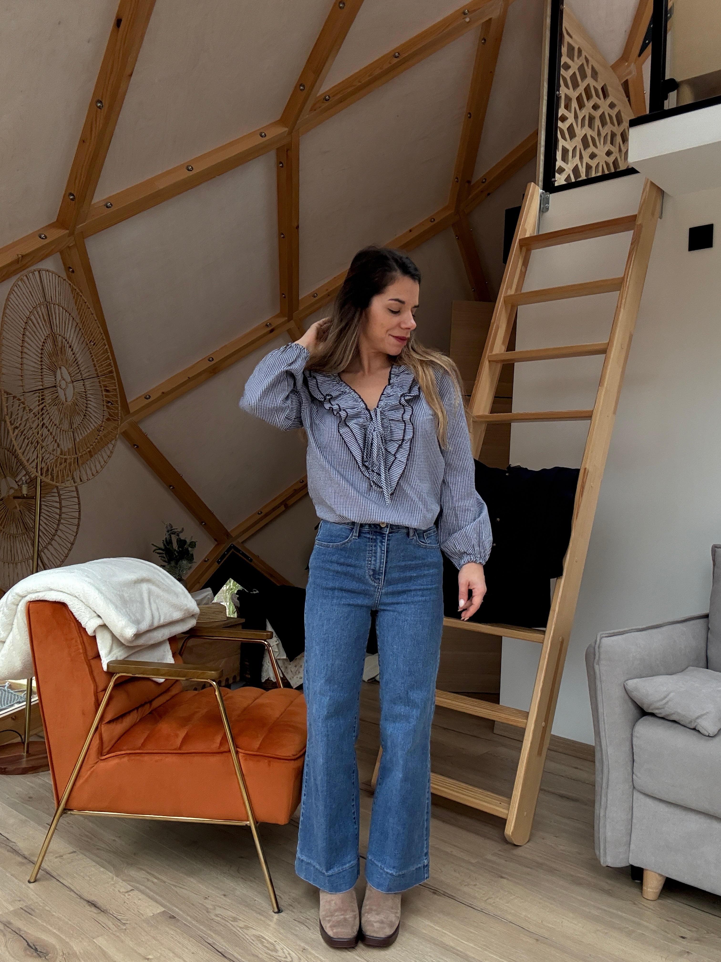 Blusa Stella Vichy Azul Marino