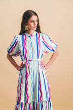 Clemence Rainbow Lines Dress