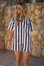 Cyrielle Striped Playsuit - Blue