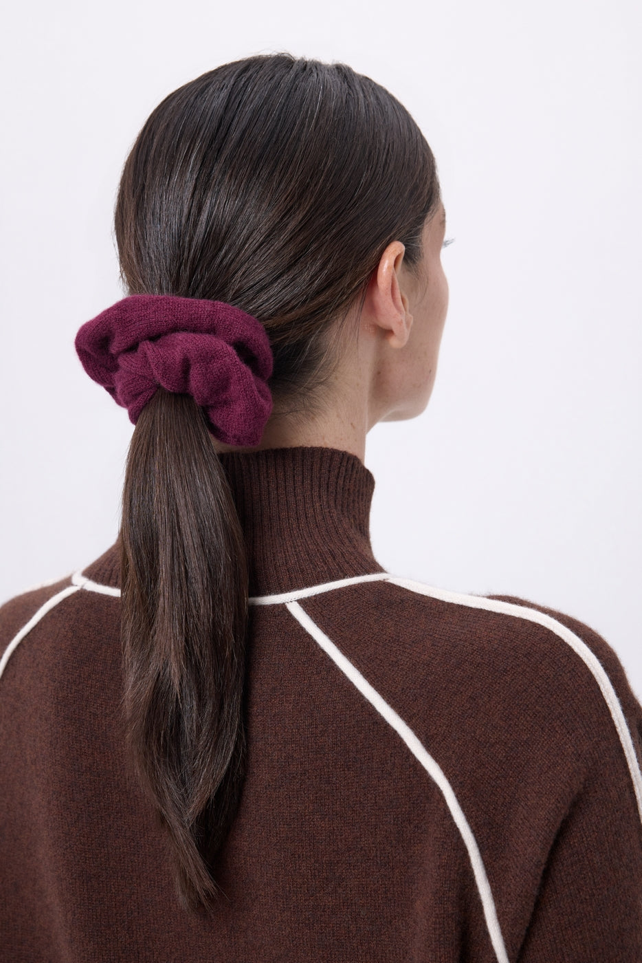 Scrunchie per Capelli Cachou - Rosso Vinaccia - Donna - 100% Cashmere