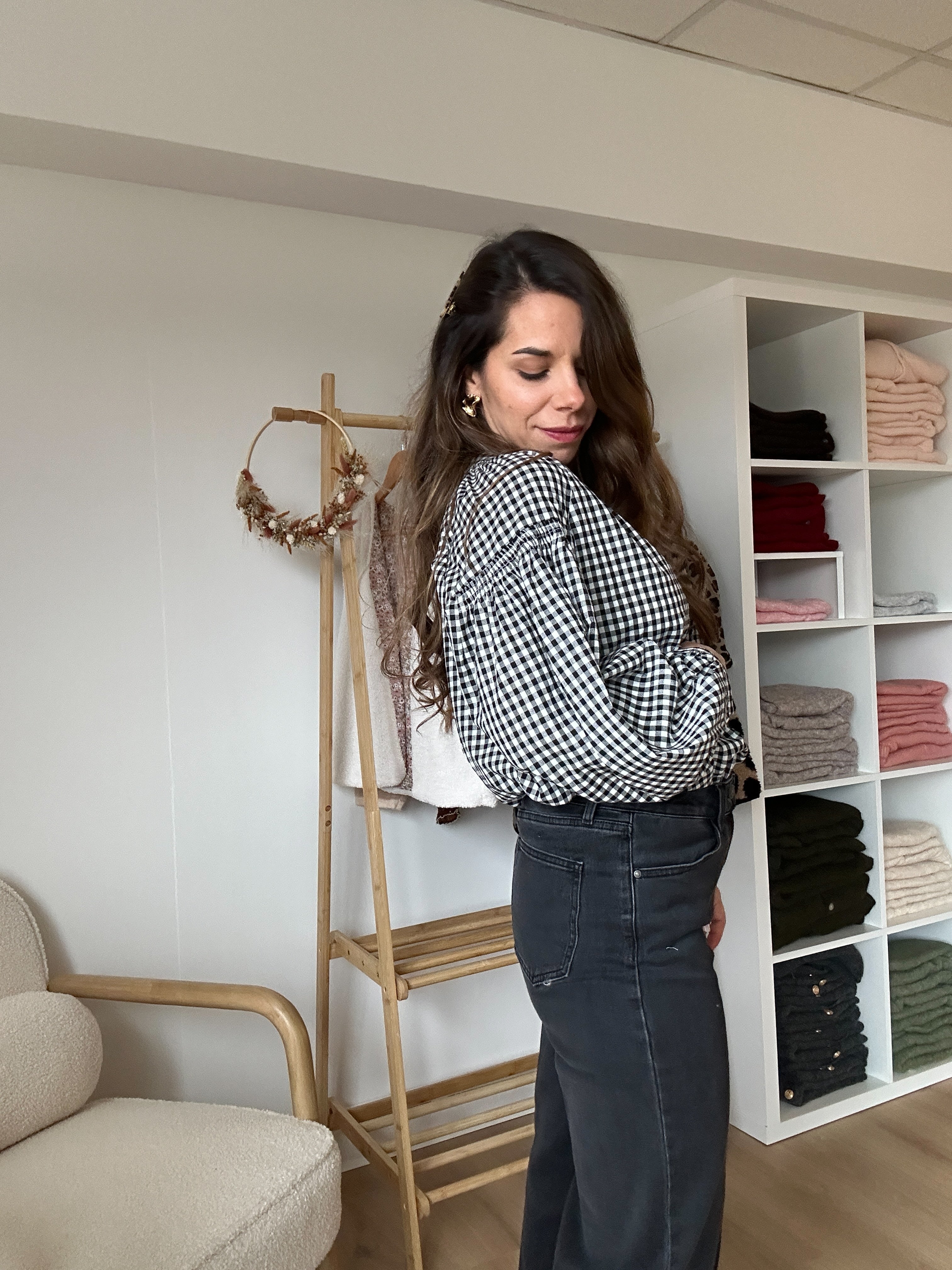 Blouse Vichy Noire Clothilde