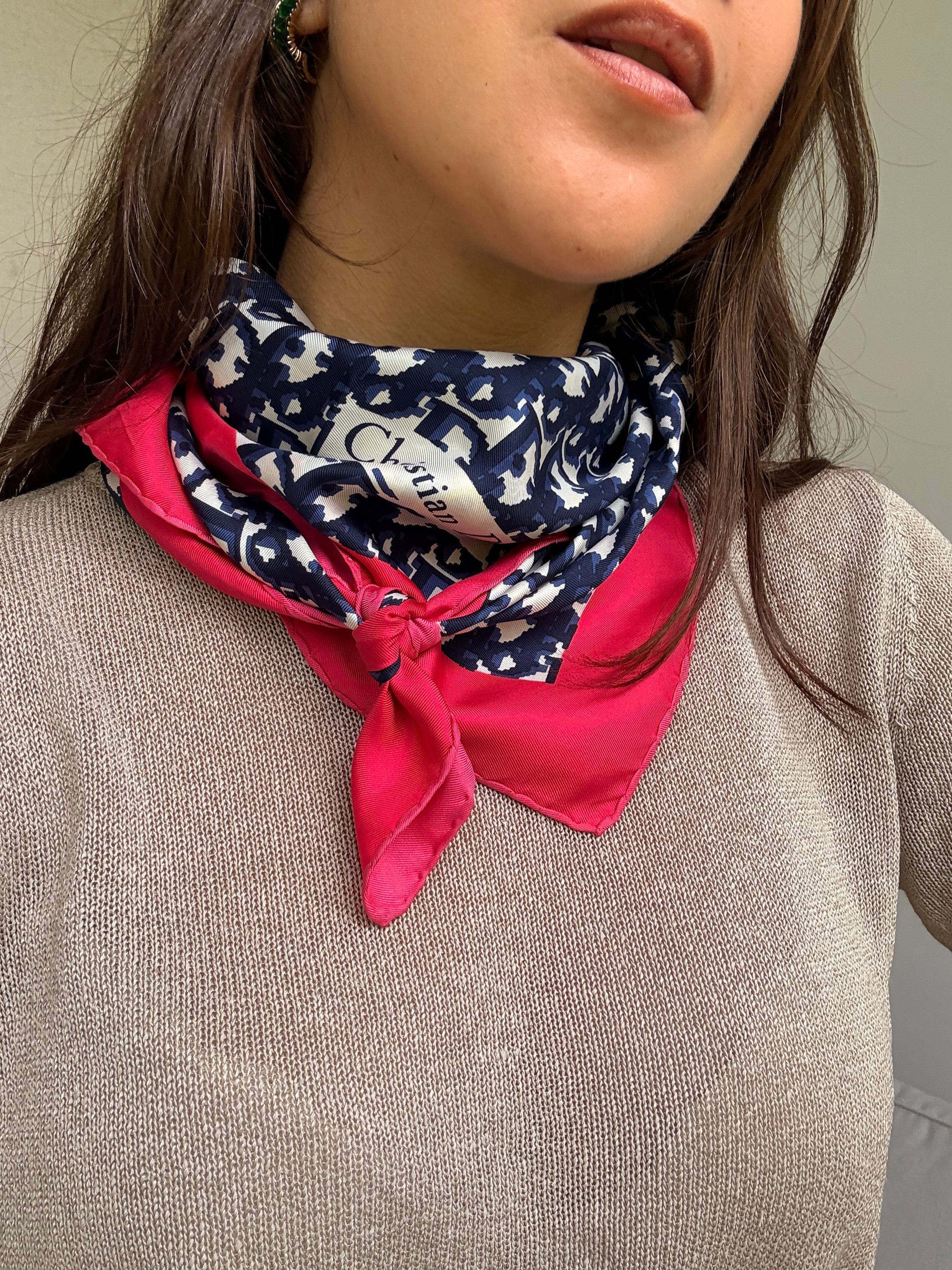 Christian Dior Scarf – Blue And Pink Monogram Model