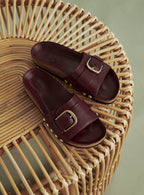 MULES PLATES MAUVES CUIR CAEL PETITE MENDIGOTE