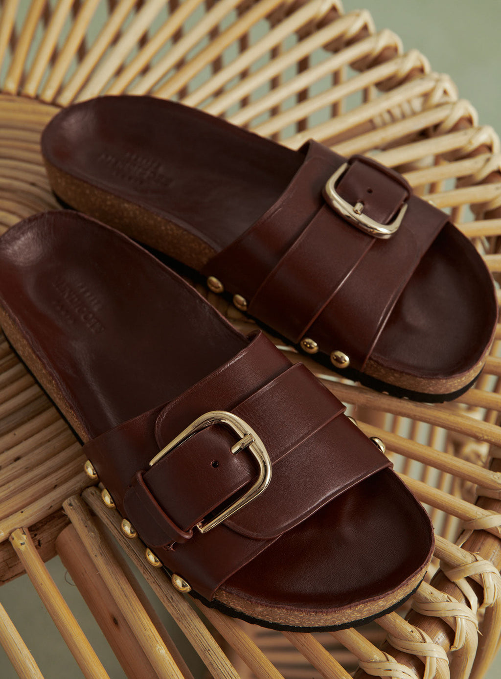 MULES PLATES MAUVES CUIR CAEL PETITE MENDIGOTE