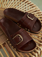 MULES PLATES MAUVES CUIR CAEL PETITE MENDIGOTE