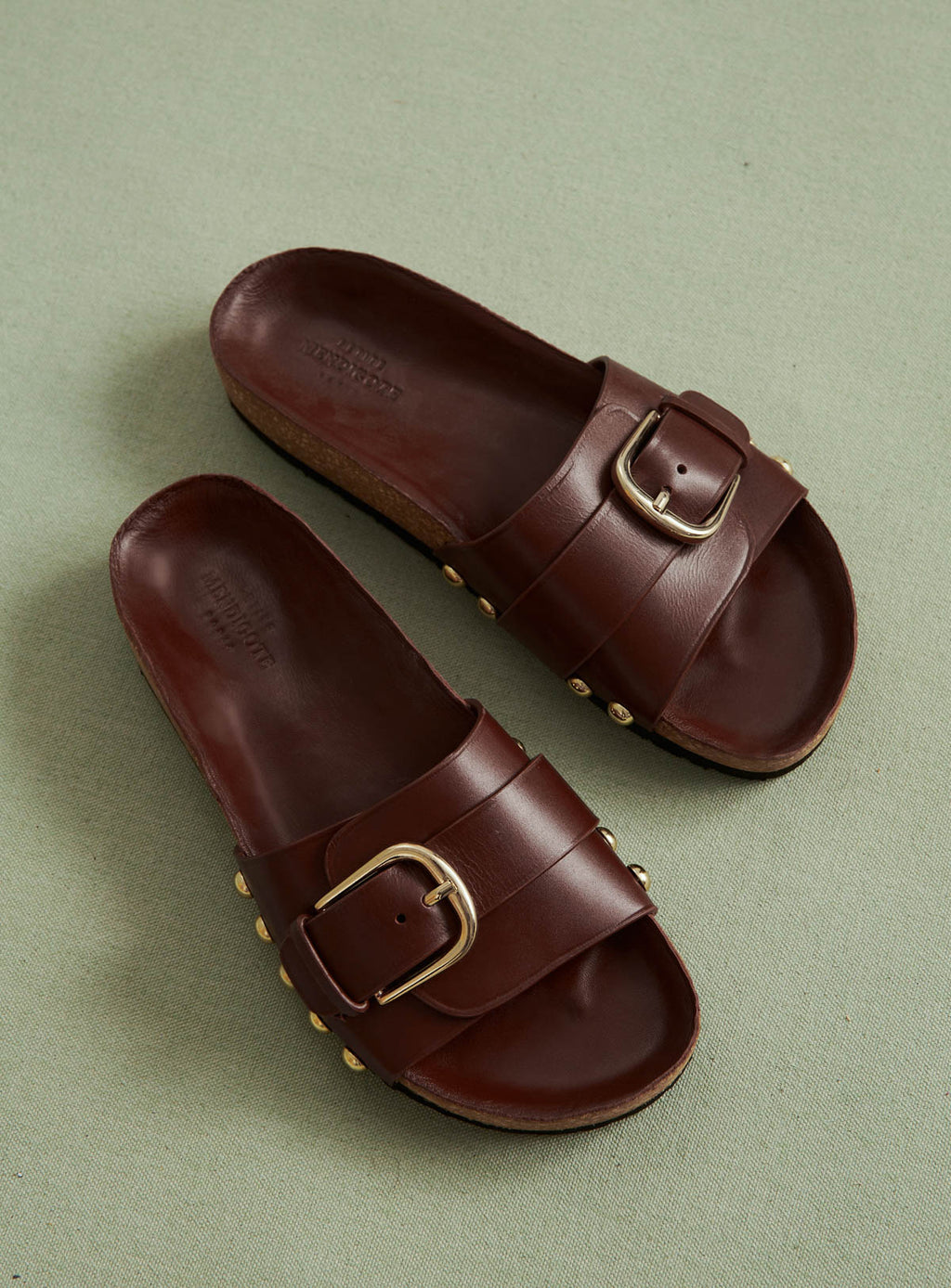 MULES PLATES MAUVES CUIR CAEL PETITE MENDIGOTE