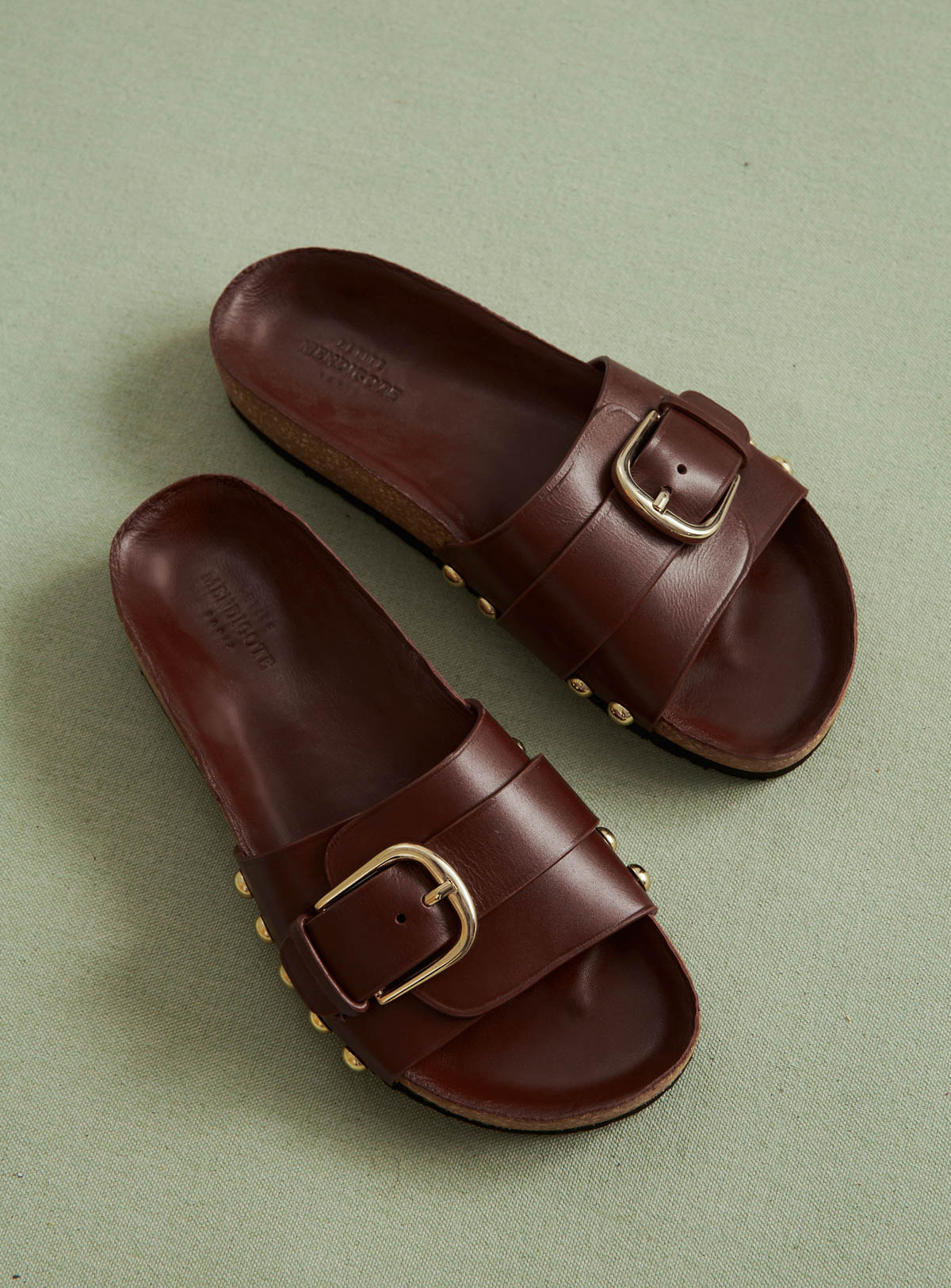 MULES PLATES MAUVES CUIR CAEL PETITE MENDIGOTE