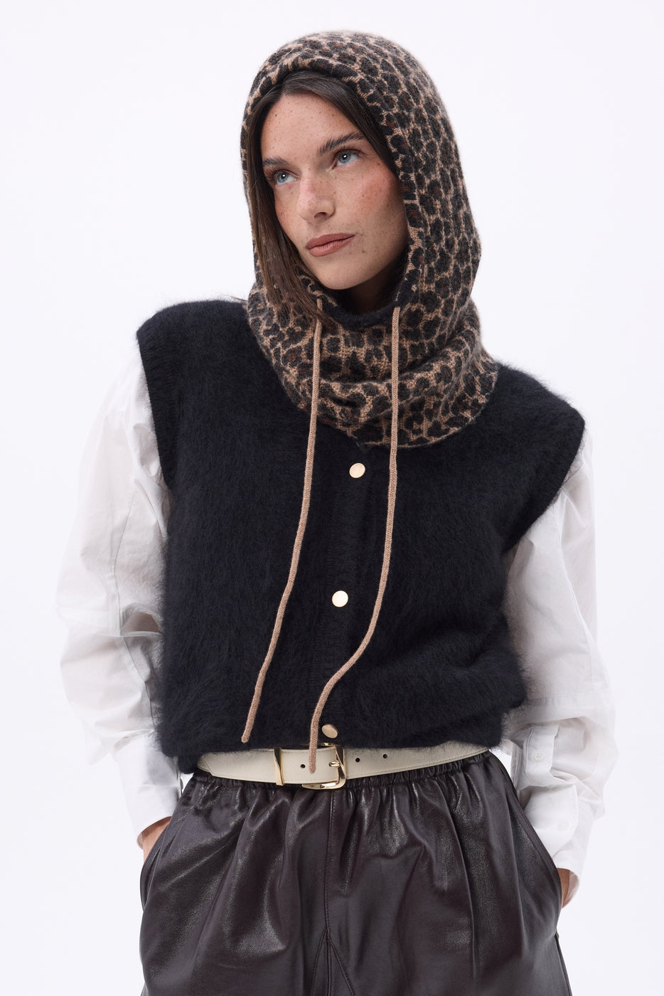 Cagoule Print Leopard - Imprimeed Leopard - Femme - 100% Cachemire