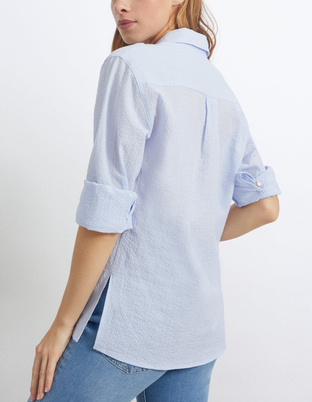 Reiko - Caissy Fancy Shirt - Light Blue Stripes - Women's