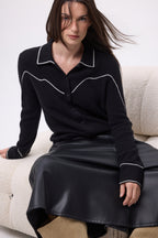 Camicia cowboy con frange Calamity - Nero - Donna - 100% cachemire