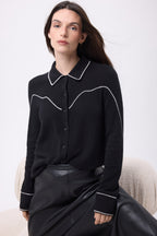 Camicia cowboy con frange Calamity - Nero - Donna - 100% cachemire