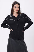 Camicia cowboy con frange Calamity - Nero - Donna - 100% cachemire