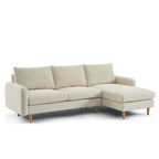 Caliba - Canapé D'Angle Réversible Fixe 4 Places - Tissu Chenille Beige