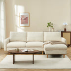 Caliba - Canapé D'Angle Réversible Fixe 4 Places - Tissu Chenille Beige