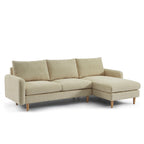 Caliba - Canapé D'Angle Réversible Fixe 4 Places - Tissu Chenille Taupe