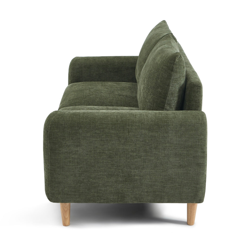 Caliba - Fixed 2-Seater Straight Sofa - Green Chenille Fabric