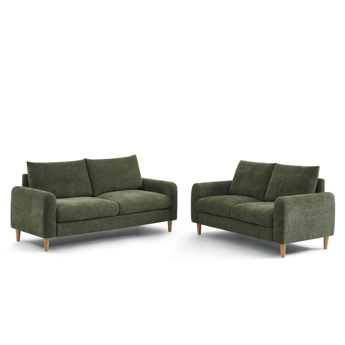 Caliba - Fixed 2-Seater Straight Sofa - Green Chenille Fabric