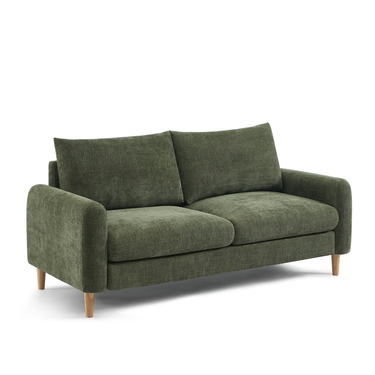 Caliba - Canapé Droit Fixe 3 Places - Tissu Chenille Vert