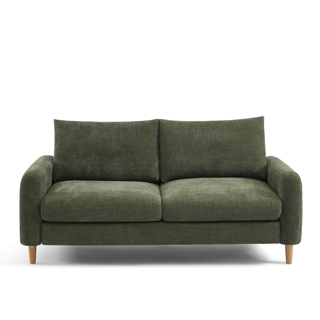Caliba - Canapé Droit Fixe 3 Places - Tissu Chenille Vert