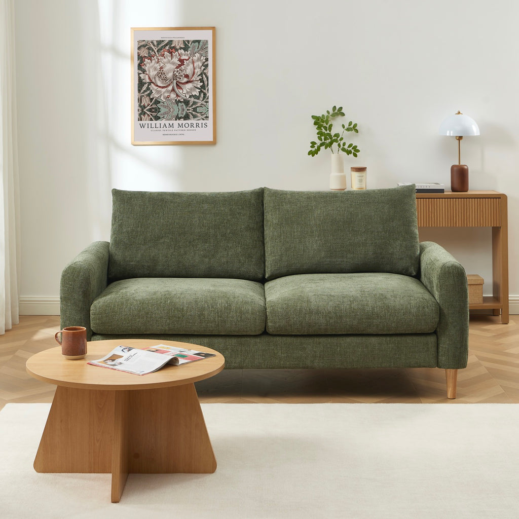 Caliba - Canapé Droit Fixe 3 Places - Tissu Chenille Vert