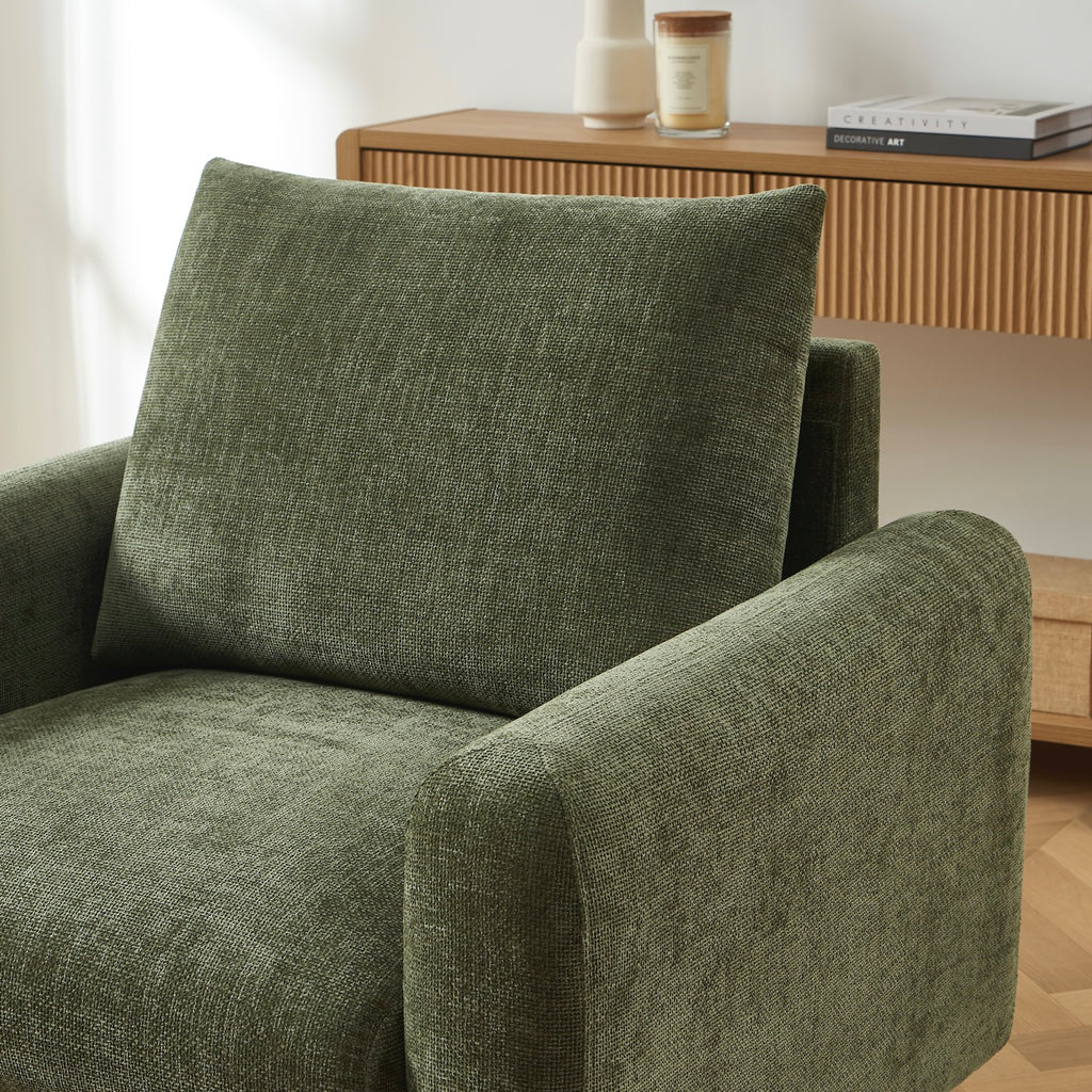 Caliba - Fauteuil Fixe 1 Place - Tissu Chenille Vert