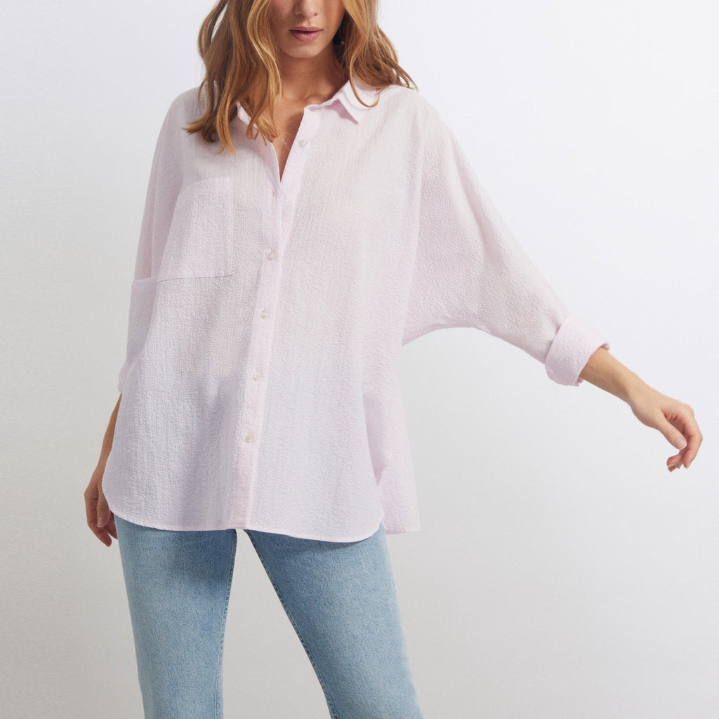 Camila Fancy Shirt - Silver Pink Stripes - Women