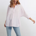 Camila Fancy Shirt - Silver Pink Stripes - Women
