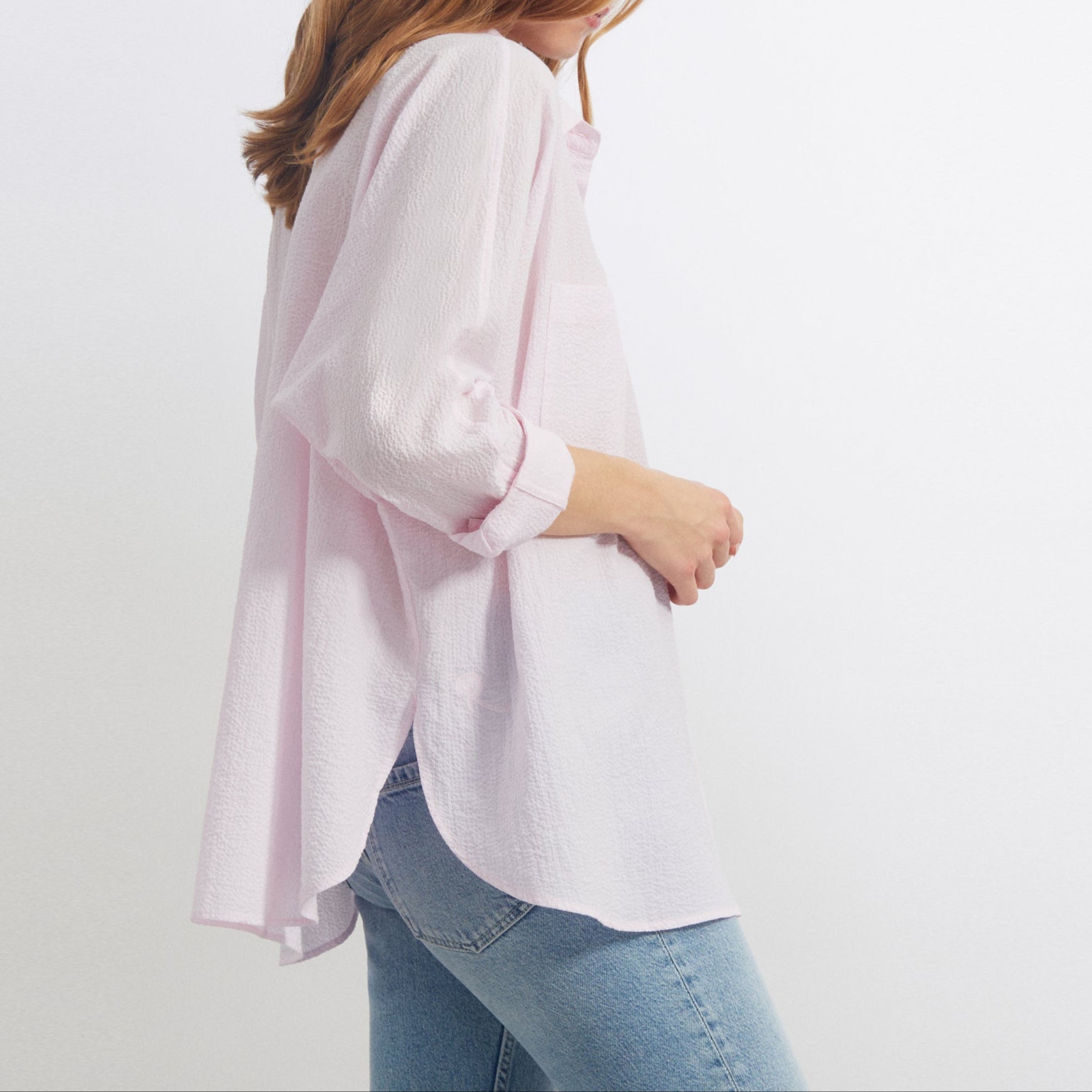 Camila Fancy Shirt - Silver Pink Stripes - Women