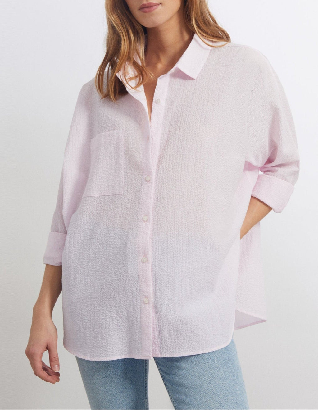 Camila Fancy Shirt - Silver Pink Stripes - Women