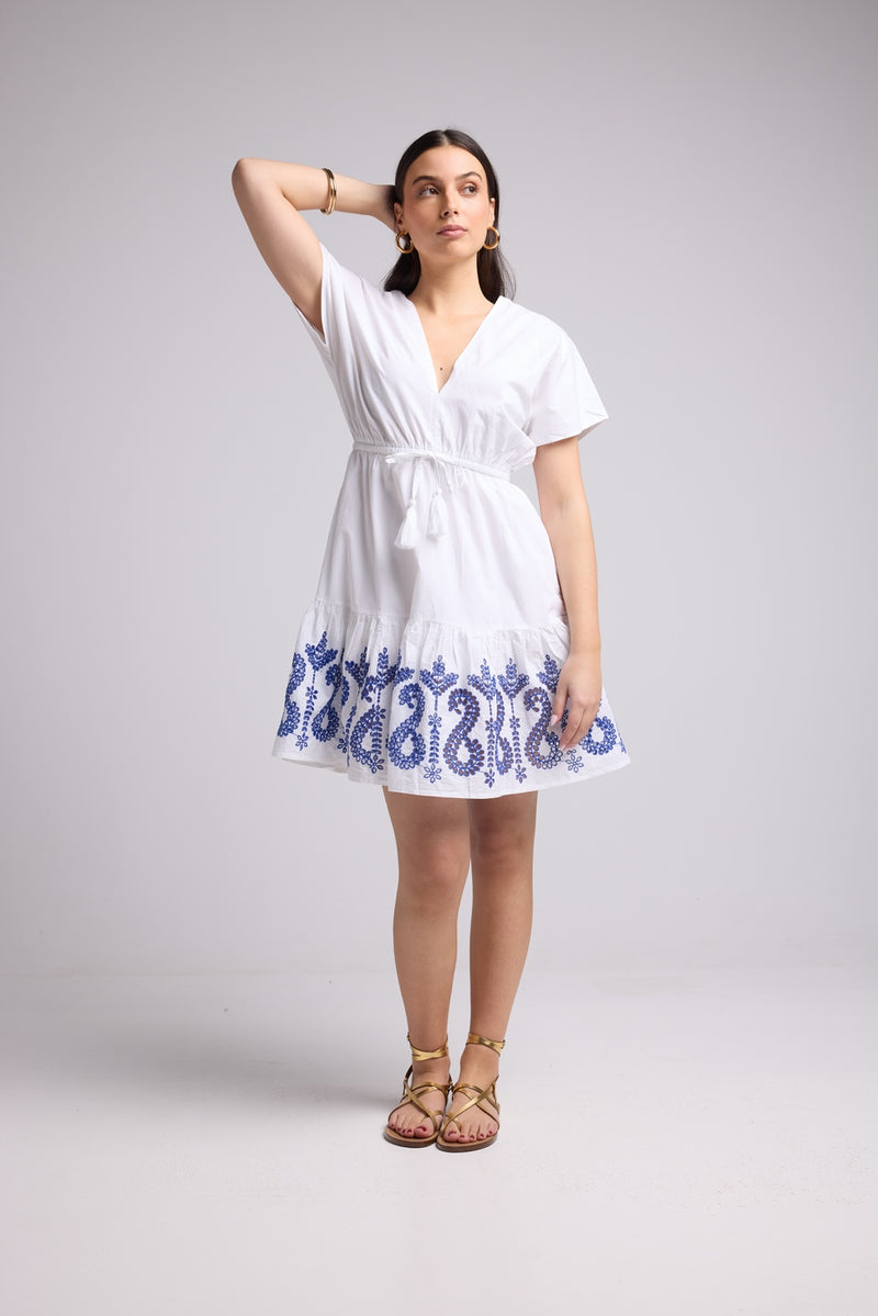 Robe Courte - Candice - Blanc Bleu