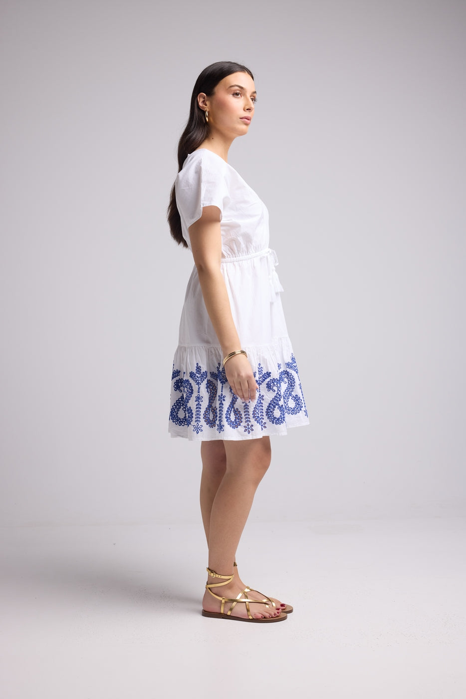 Vestido Corto - Candice - Blanco Azul