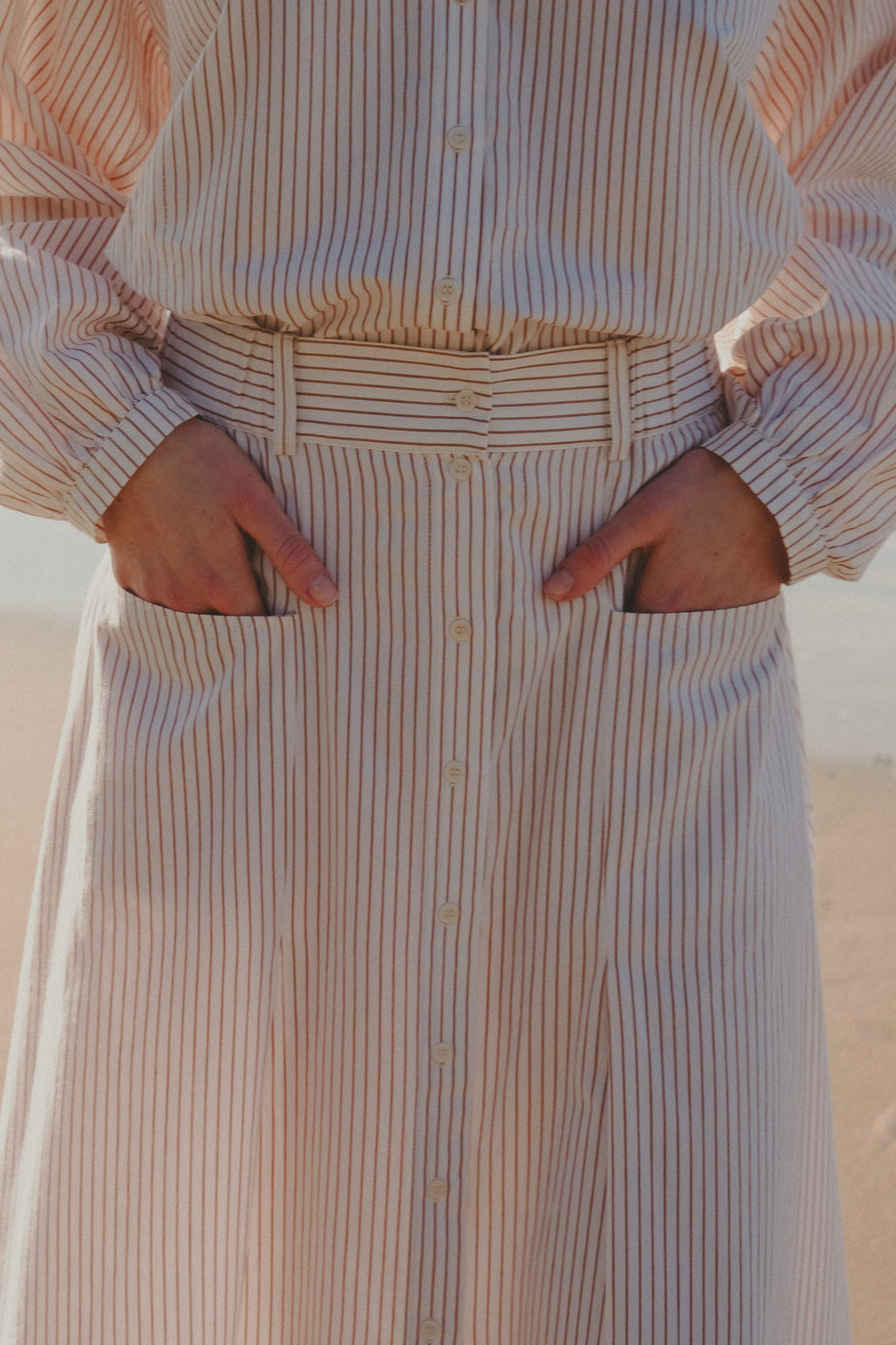 Falda - Candice - Ecru Curry Stripe