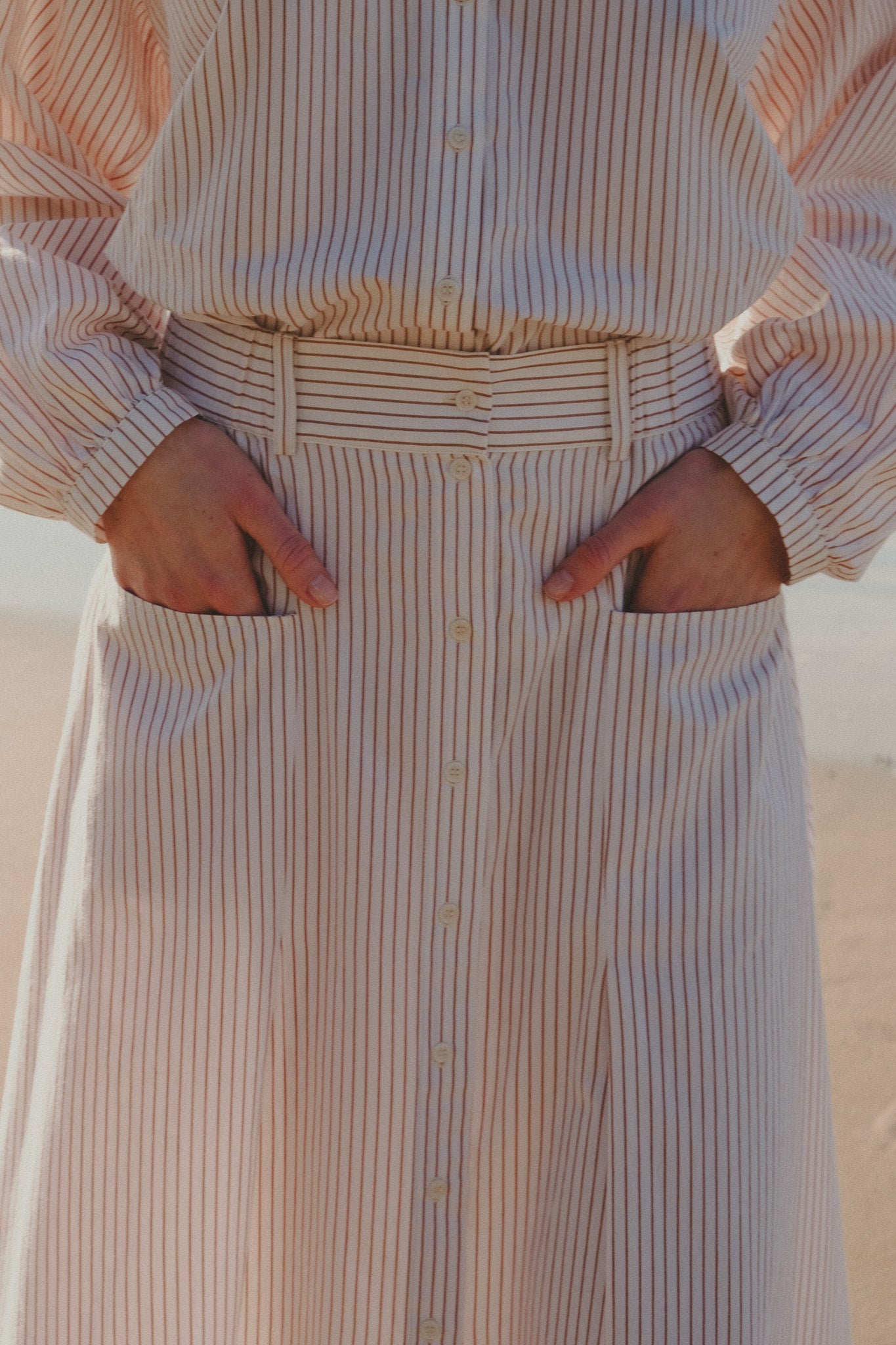 Falda - Candice - Ecru Curry Stripe