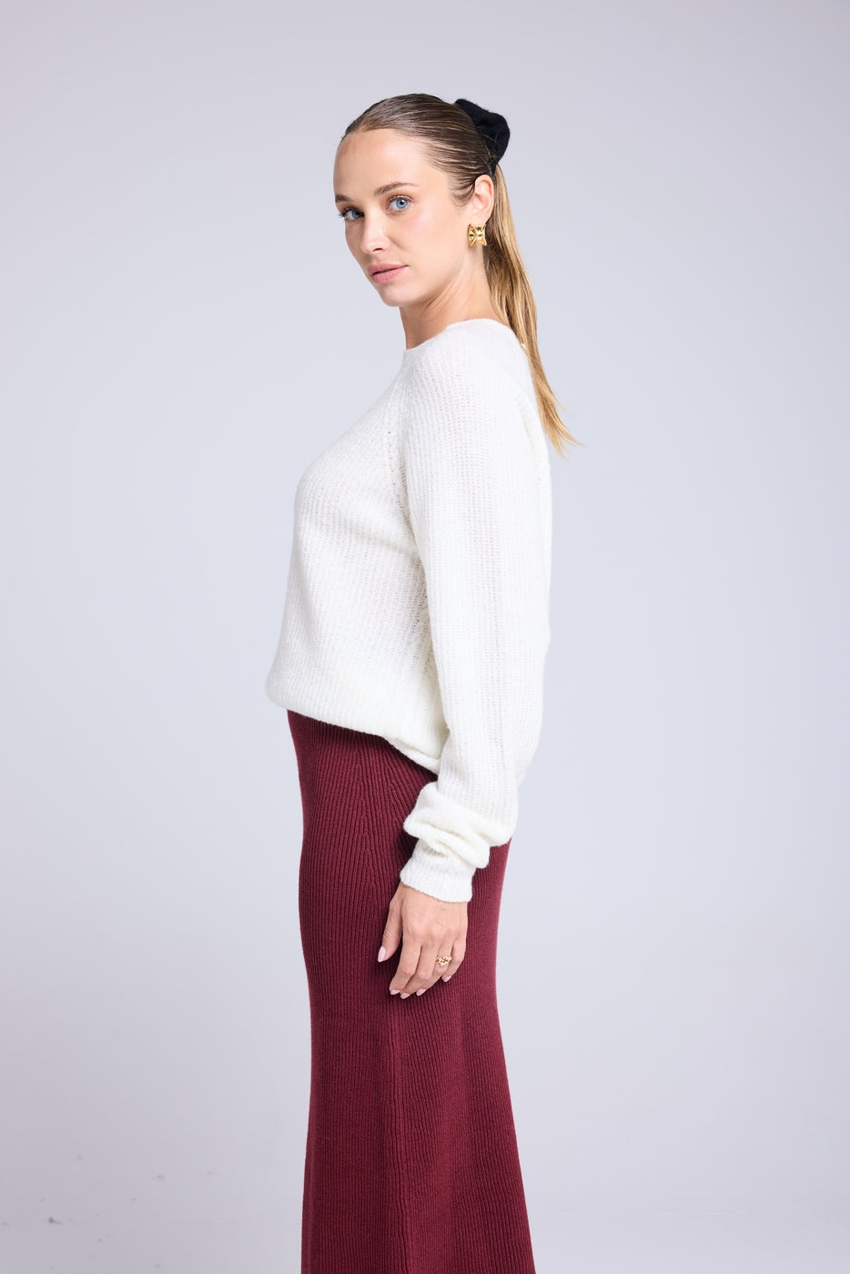 Rundhalspullover Aus Bouclé-Kaschmir Candice - Weiß