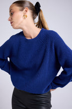 Candice Bouclé Cashmere Crew-Neck Jumper - Navy Blue