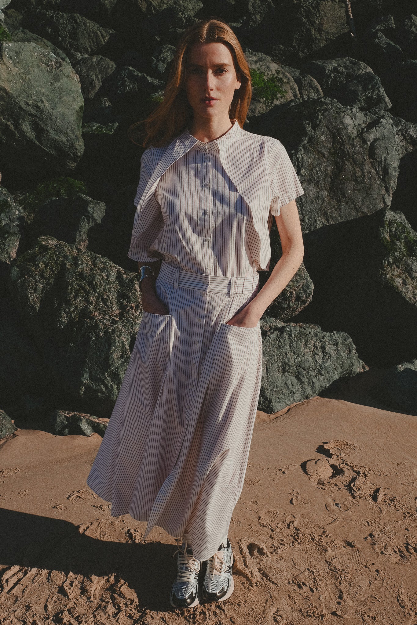 Falda - Candice - Ecru Curry Stripe
