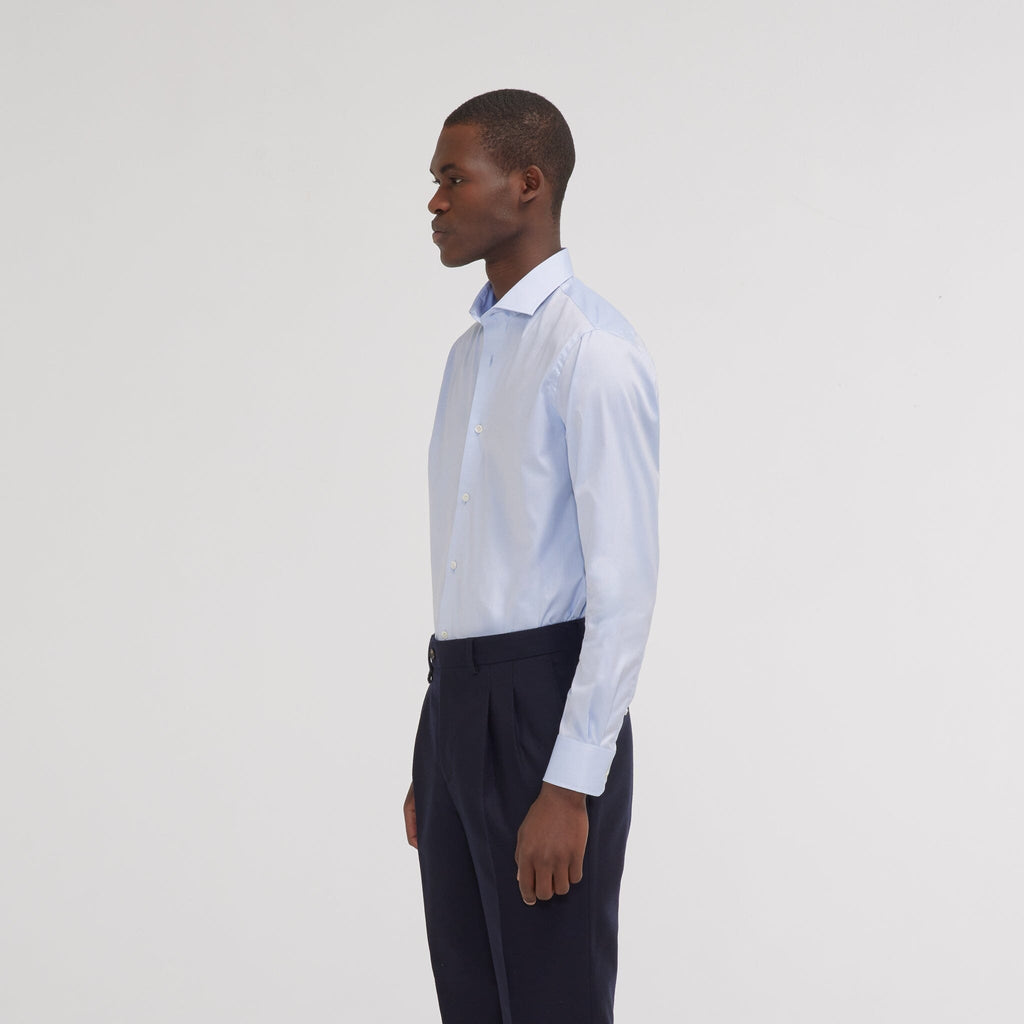 Chemise Premium Cintrée En Pinpoint Double Retors Bleue