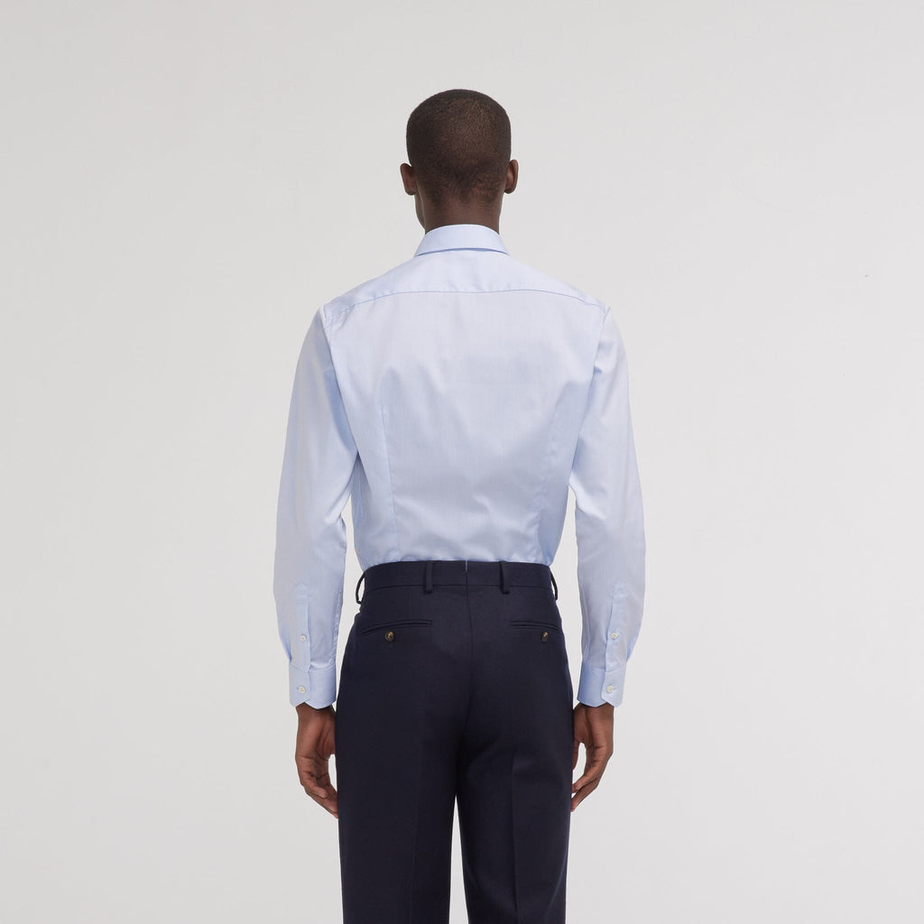 Chemise Premium Cintrée En Pinpoint Double Retors Bleue