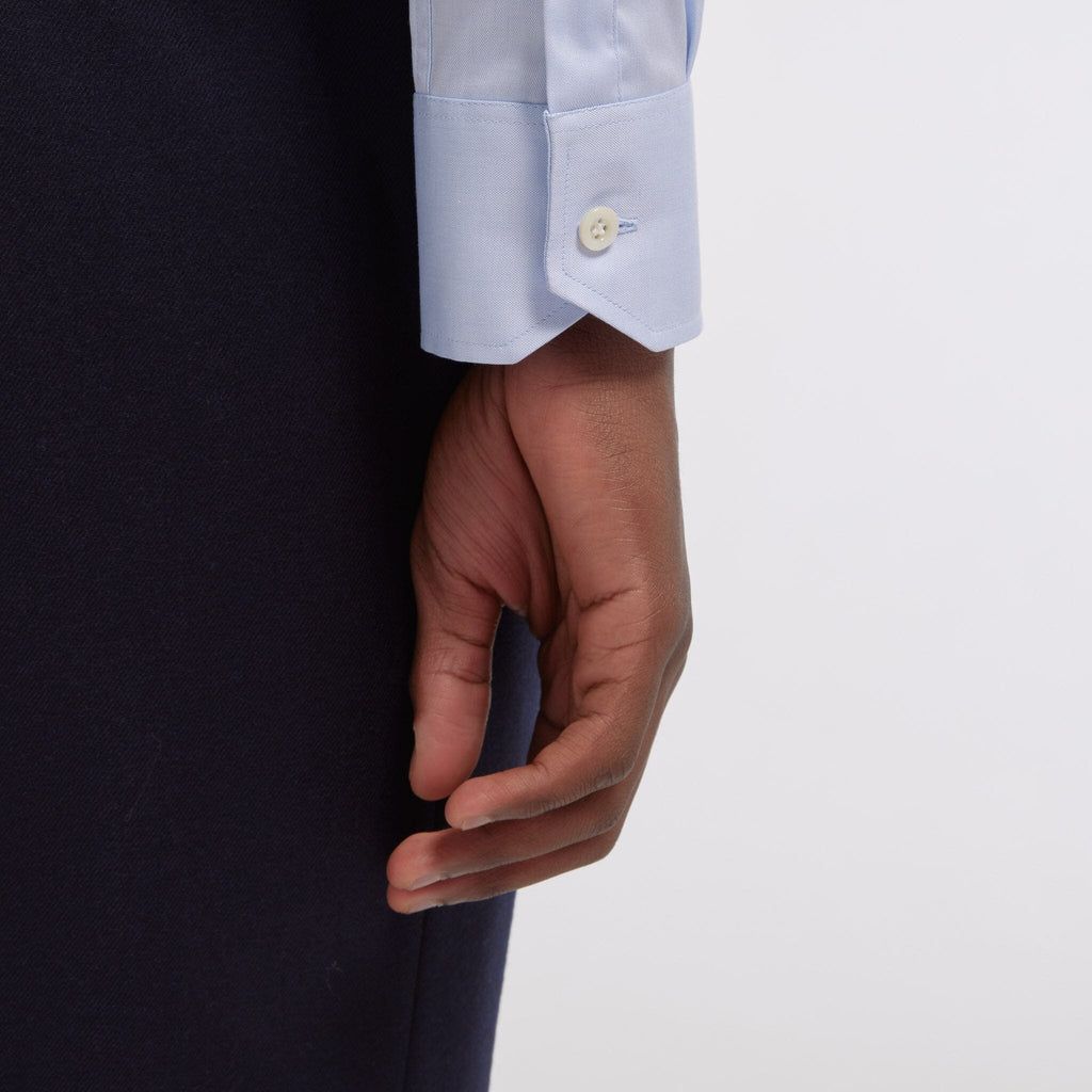 Chemise Premium Cintrée En Pinpoint Double Retors Bleue